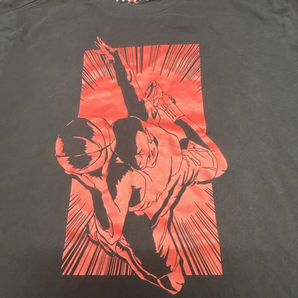 Jordan MJ Dunk Graphic Tee Black Red Short Sleeve Size M
